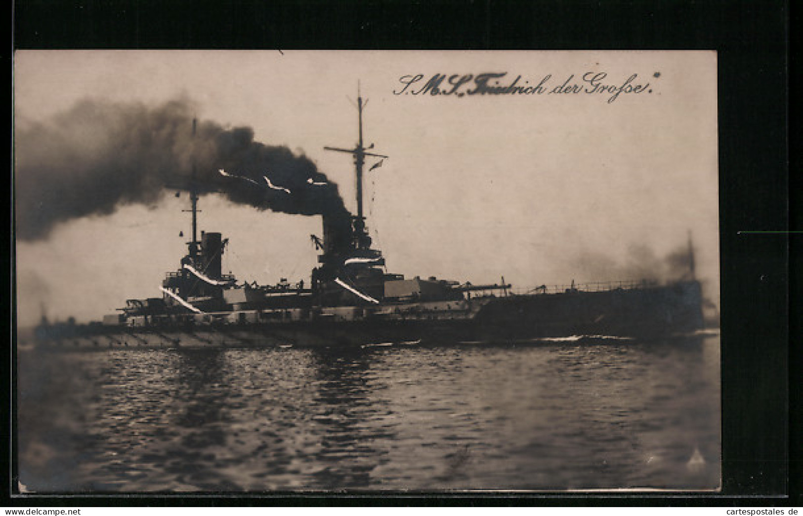 AK S.M.S. Friedrich Der Grosse, Das Kriegsschiff In Voller Fahrt  - Krieg