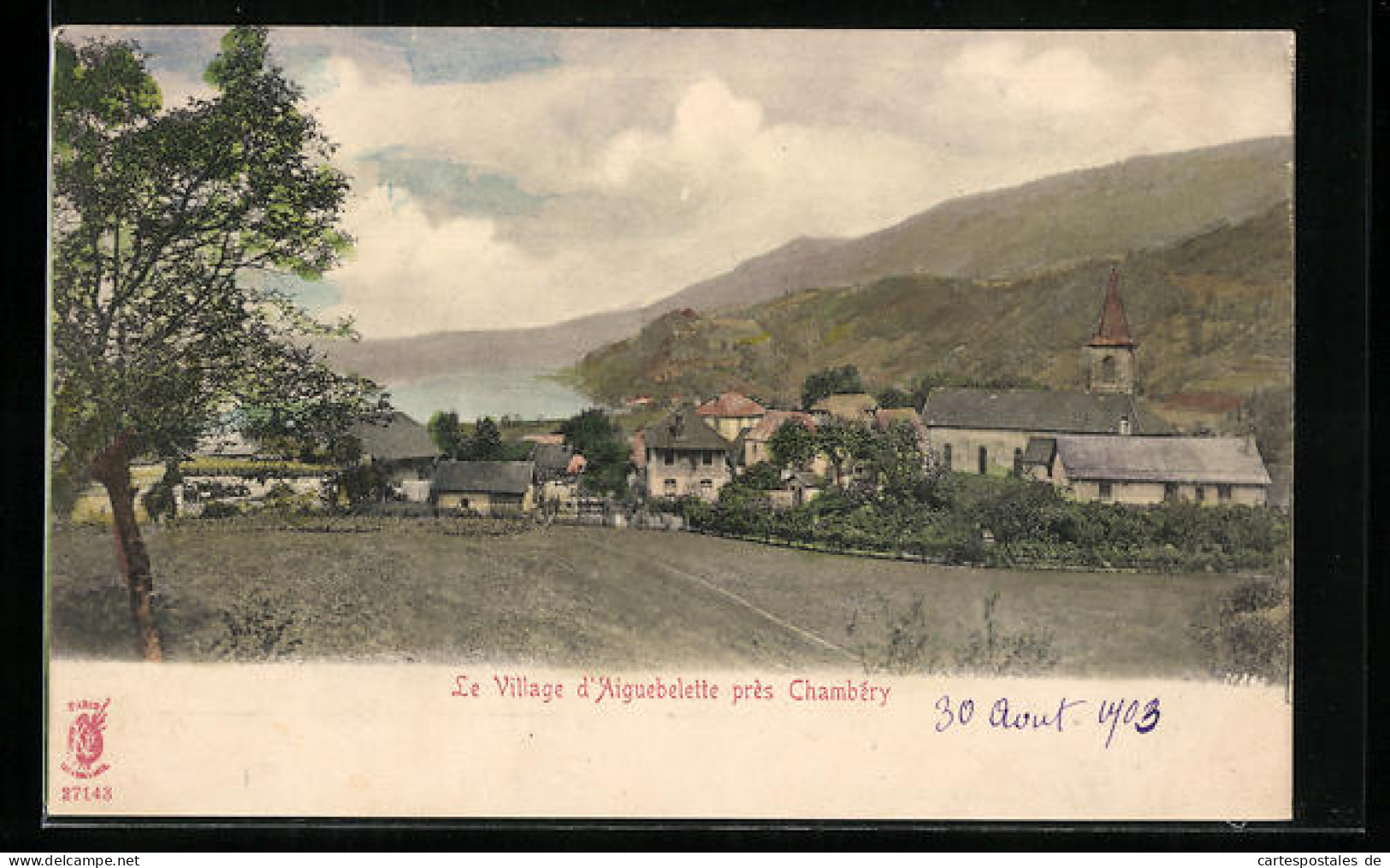 CPA Aiguebelette Pres Chambery, Vue Generale, L`Eglise  - Chambery