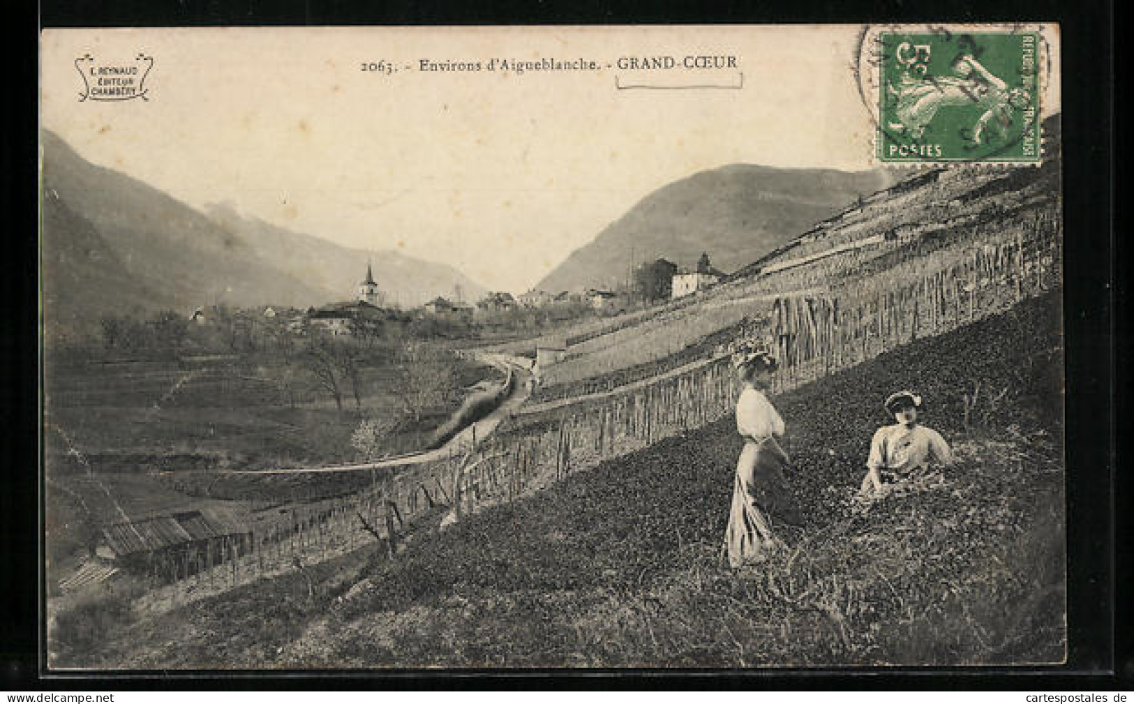 CPA Grand Coeur, Damen Am Hang, Vue Panoramique Der Ortschaft Avec Vue Sur L'Église  - Other & Unclassified