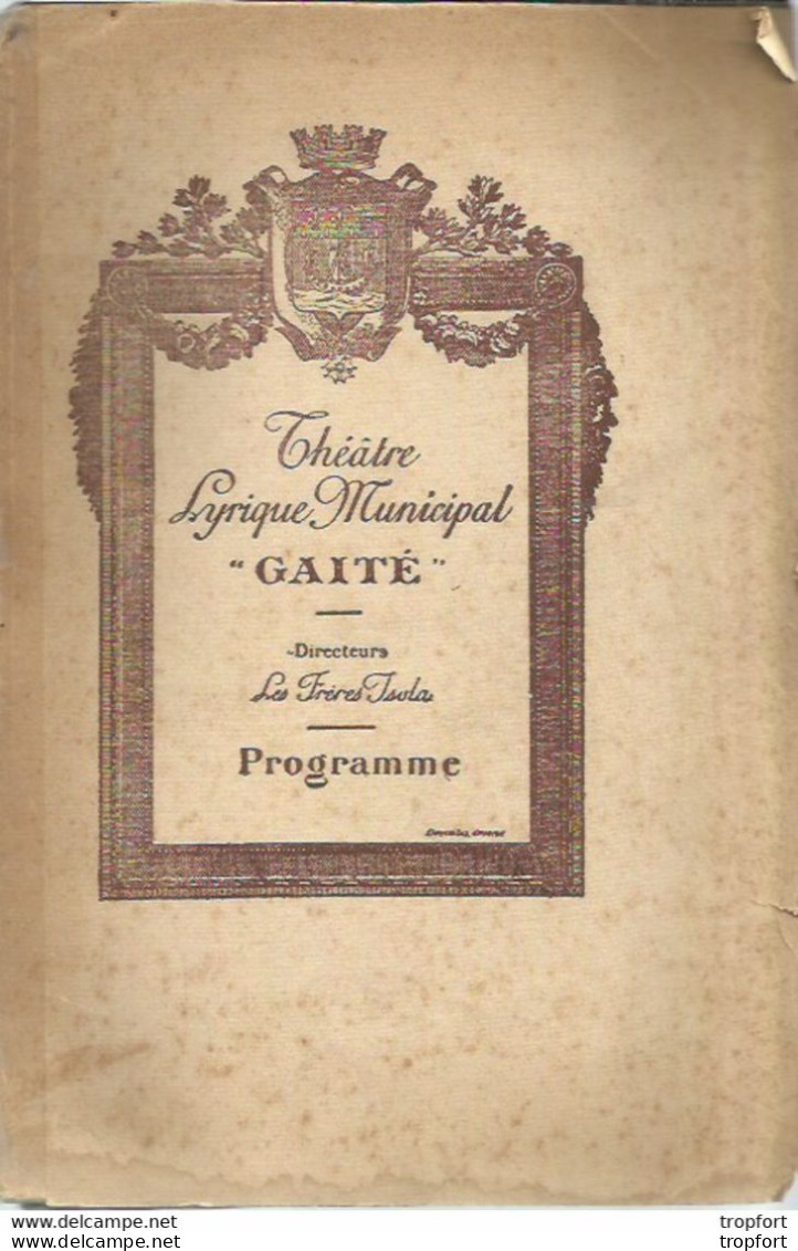 JU / Programme Théâtre Program THEATER Freres ISOLA GAITE YVAN Le TERRIBLE DORGERE Carré MAZLY OPERA - Programma's