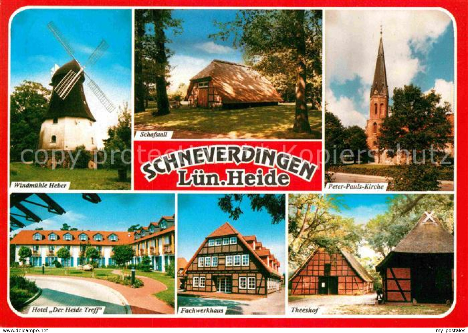 72860171 Schneverdingen Windmuehle Schafstall Lueneburger Heide Kirche Theeshof  - Schneverdingen