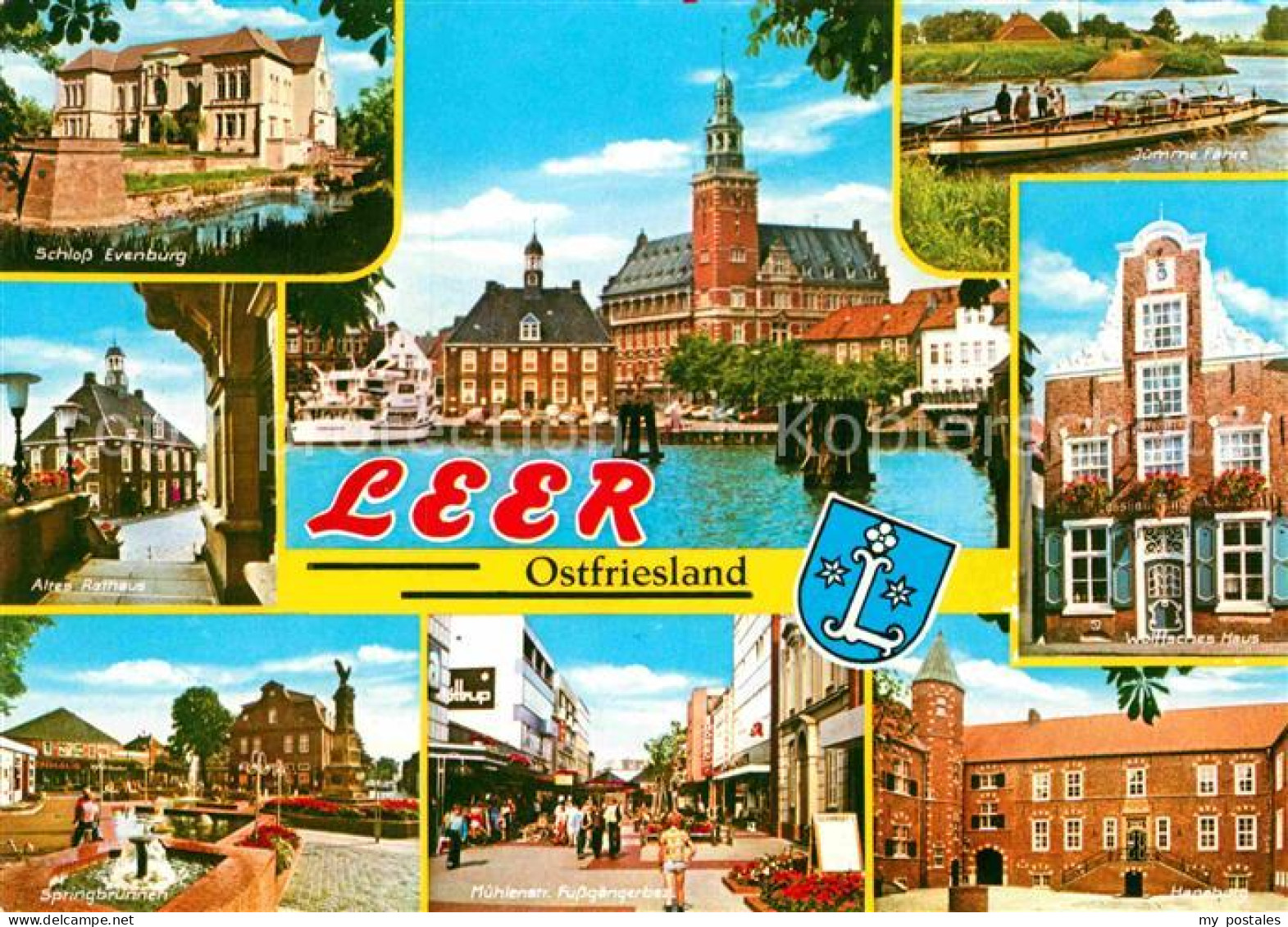 72860119 Leer Ostfriesland Schloss Edenburg Faehre Rathaus Springbrunnen Fussgae - Leer