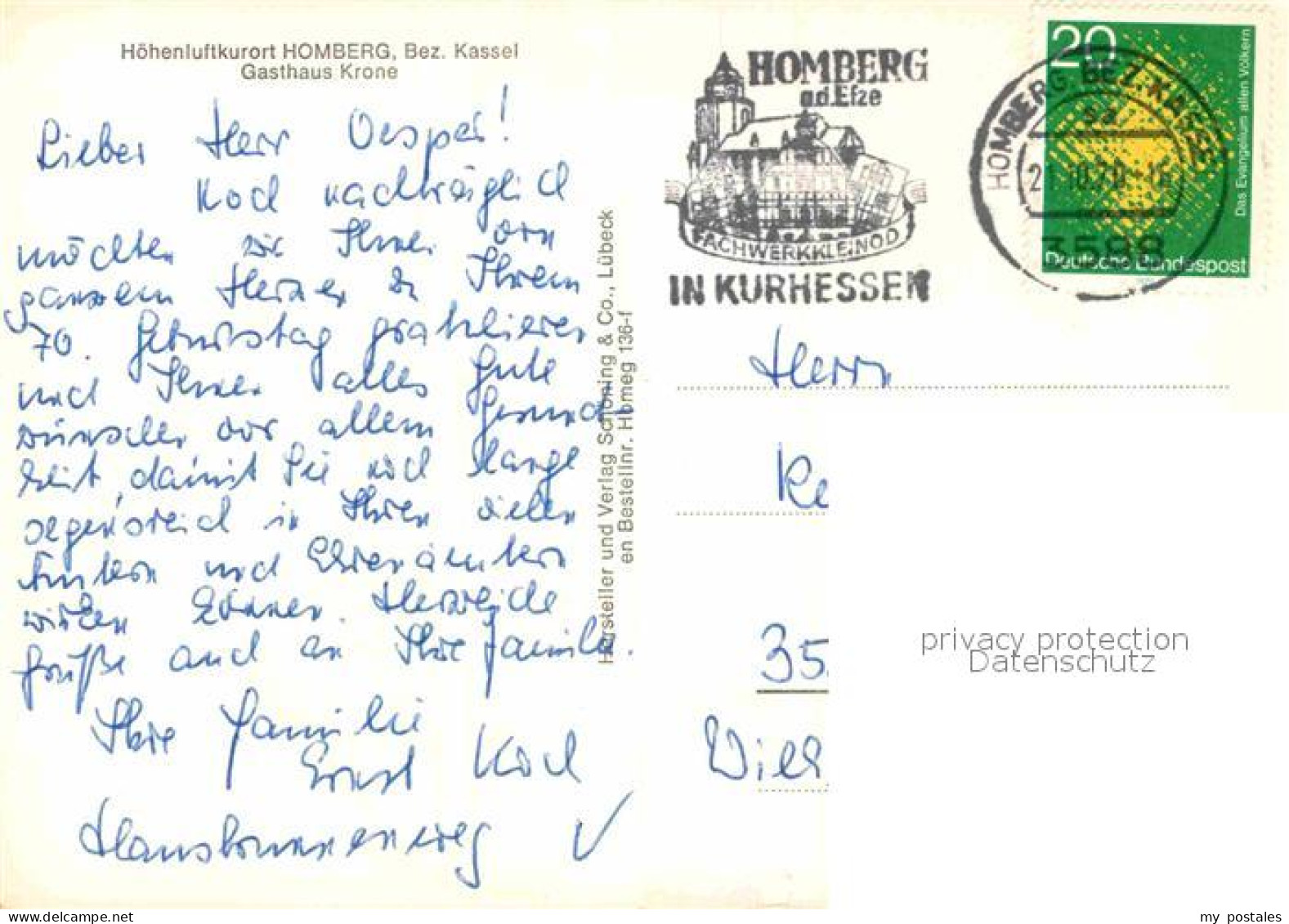 72859703 Homberg Efze Gasthaus Krone Homberg (Efze) - Autres & Non Classés