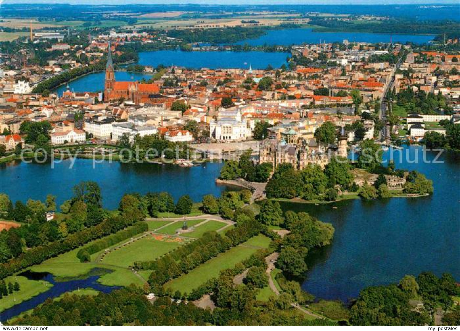 72859135 Schwerin Mecklenburg Fliegeraufnahme Schlosspark Kreuzkanal Altstadt  G - Schwerin