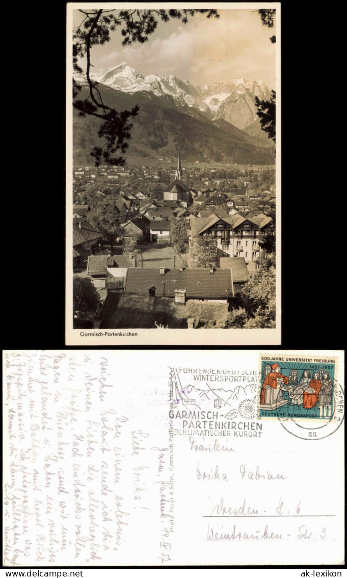 Garmisch-Partenkirchen Panorama-Ansicht Blick Zu Den Bergen Alpen 1957 - Garmisch-Partenkirchen