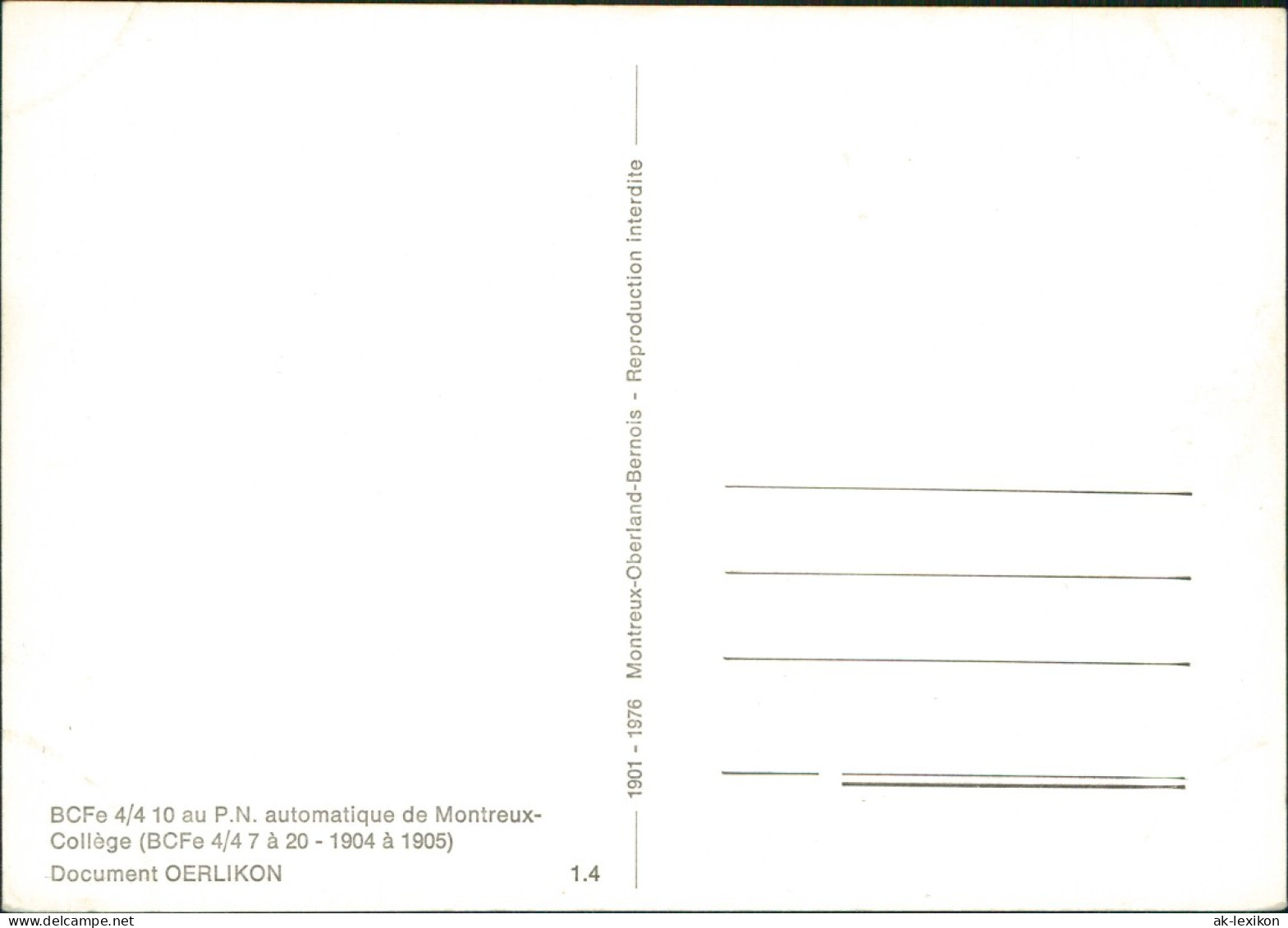 Ansichtskarte .Schweiz Document OERLIKON Eisenbahn Schweiz Switzerland 1976 - Otros & Sin Clasificación