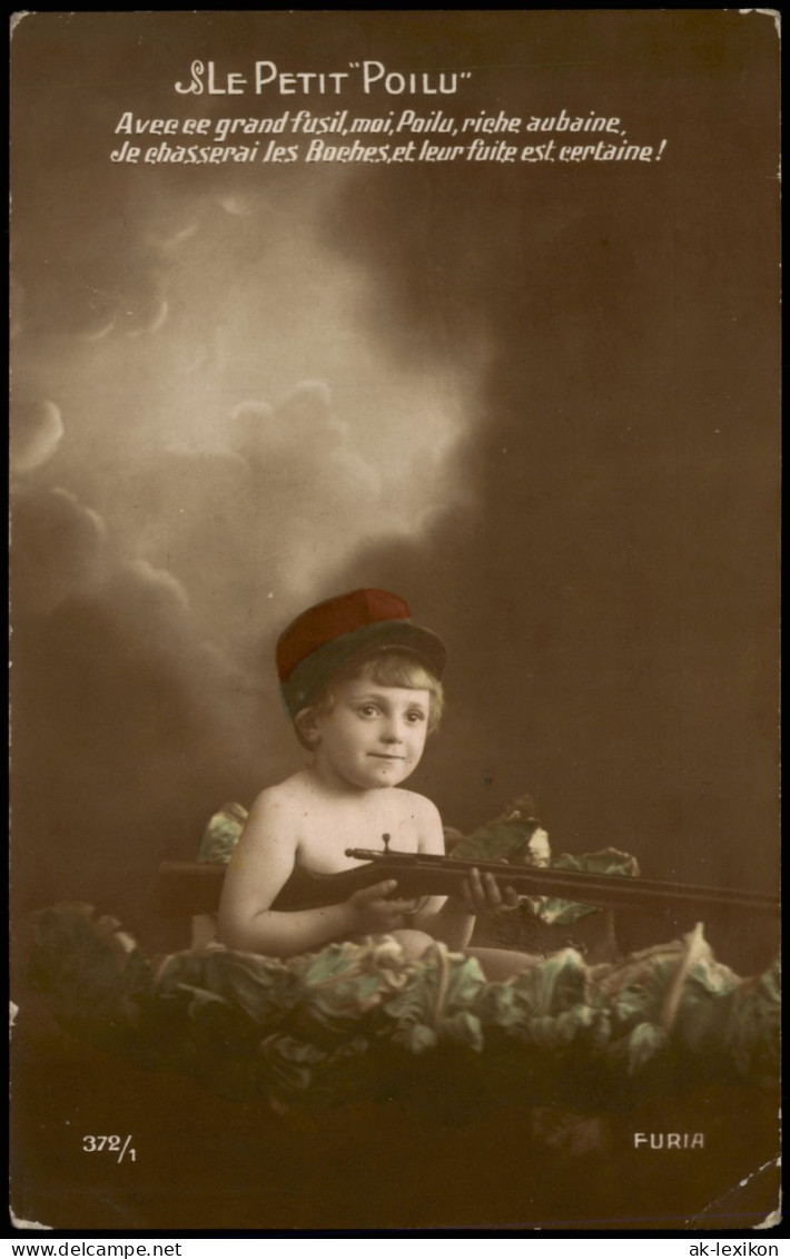 .Frankreich Patriotika France Junge Als Soldat Gewehr Fotokunst 1915 - Sonstige & Ohne Zuordnung