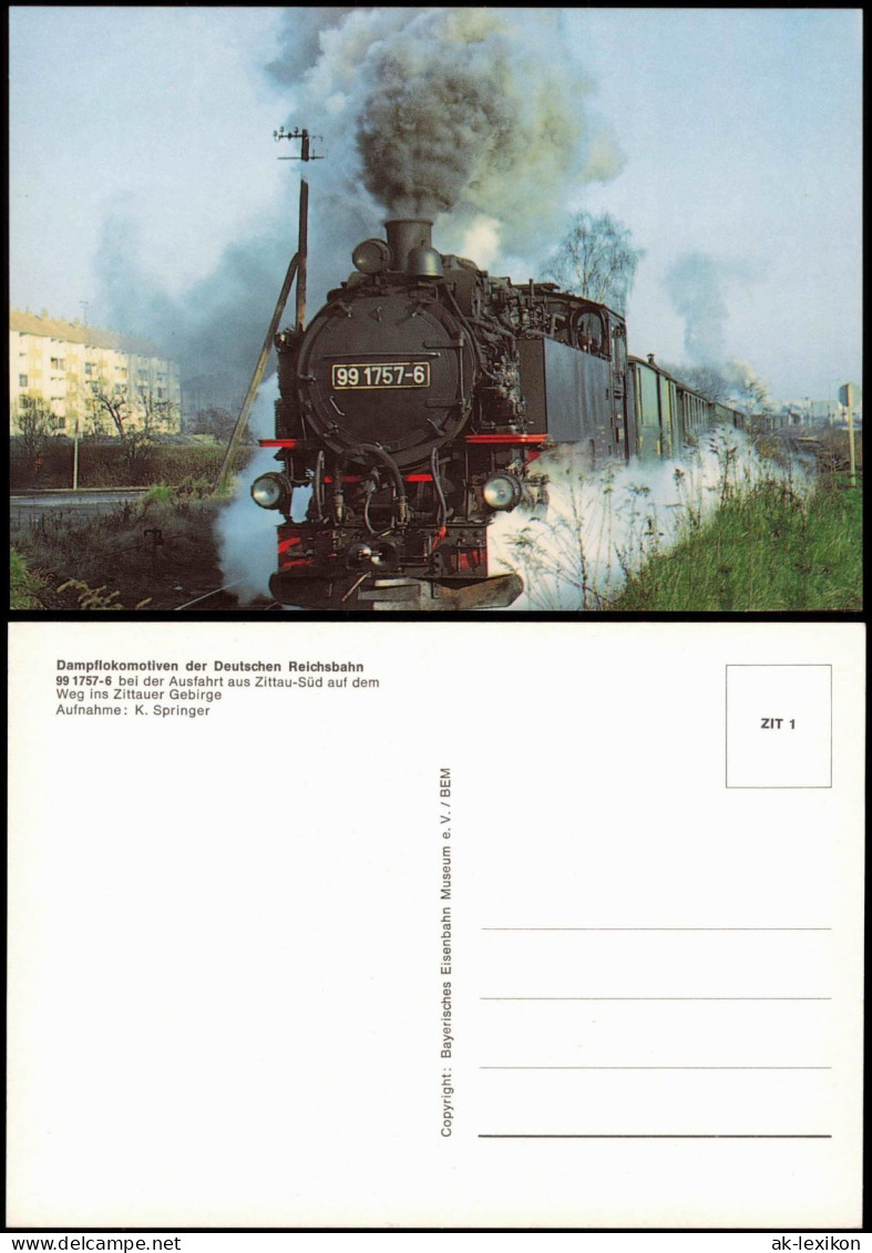 Dampflokomotive 99 1757-6 Bei Der Ausfahrt Aus Zittau-Süd 1990 - Trains
