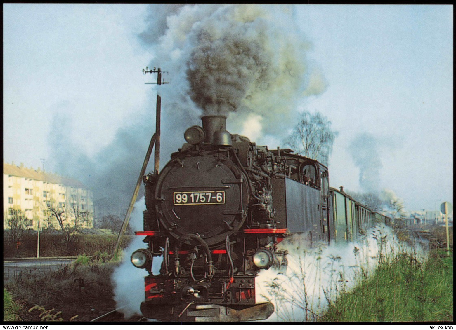 Dampflokomotive 99 1757-6 Bei Der Ausfahrt Aus Zittau-Süd 1990 - Trenes