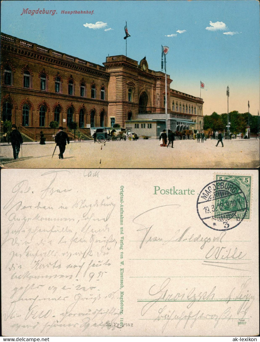 Ansichtskarte Altstadt-Magdeburg Hauptbahnhof 1912 - Andere & Zonder Classificatie