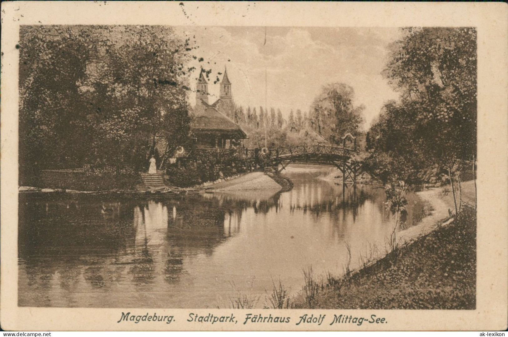 Ansichtskarte Werder-Magdeburg Stadtpark, Fährhaus Adolf Mittag-See. 1921 - Sonstige & Ohne Zuordnung