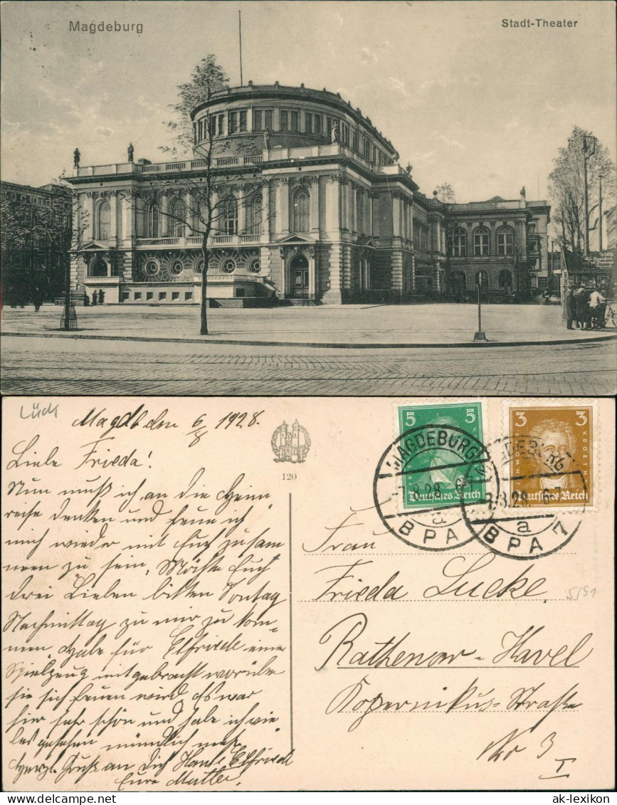 Ansichtskarte Magdeburg Stadttheater 1928 - Other & Unclassified