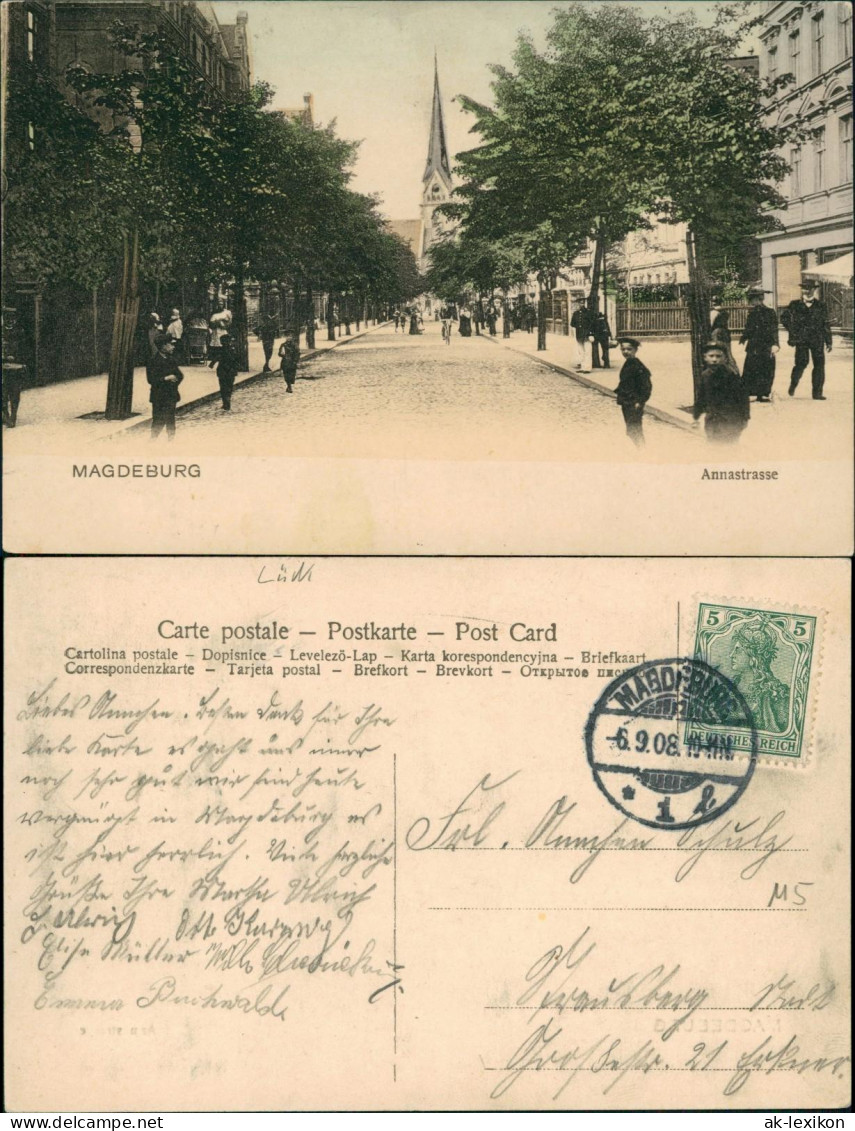 Ansichtskarte Magdeburg Annastrasse 1908 - Altri & Non Classificati