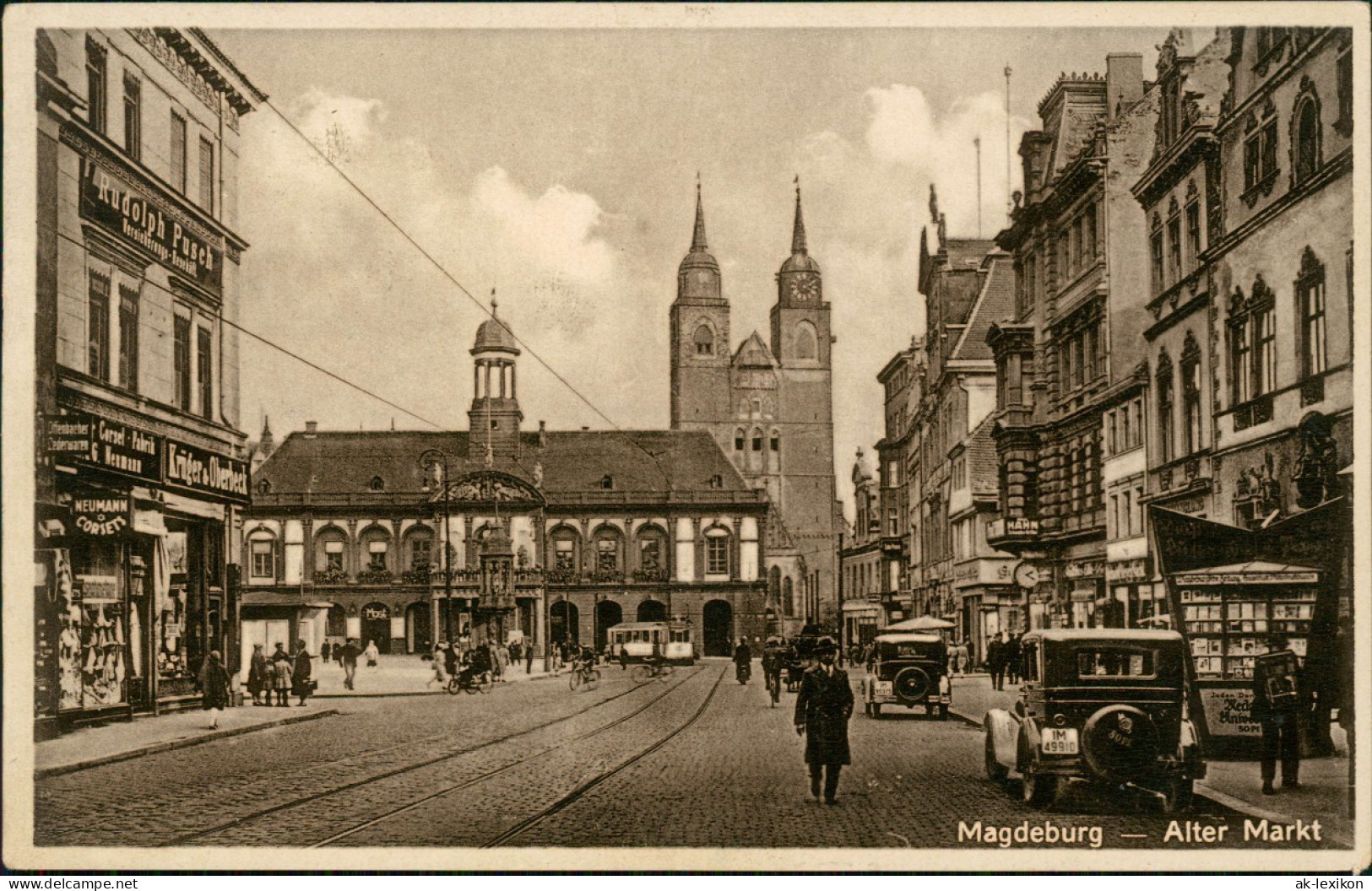 Ansichtskarte Magdeburg Alter Markt, Geschäfte 1932 - Autres & Non Classés