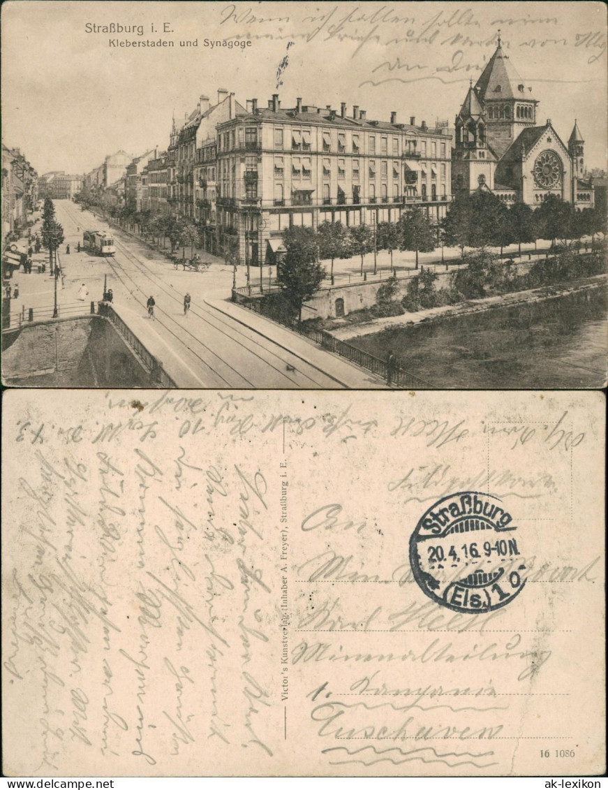 CPA Straßburg Strasbourg Kleberstaden Und Synagoge Judaika 1916 - Strasbourg