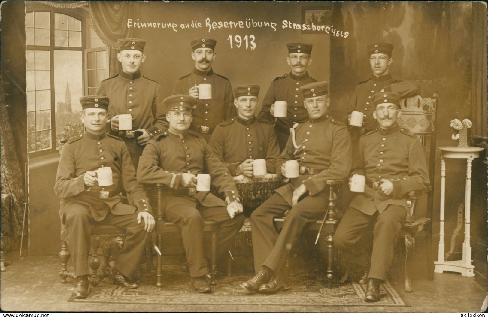 Straßburg Strasbourg Erinnerung An Die Reserveübung Soldaten Bierseidel 1913 - Straatsburg