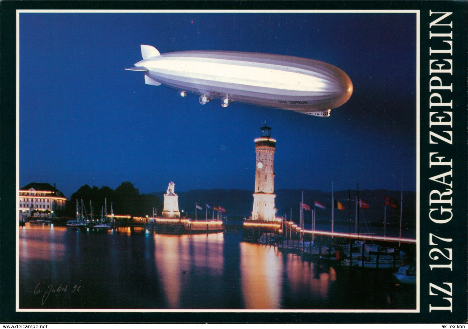 Ansichtskarte Lindau (Bodensee) über Hafeneinfahrt LZ 127 Graf Zeppelin 2002 - Autres & Non Classés