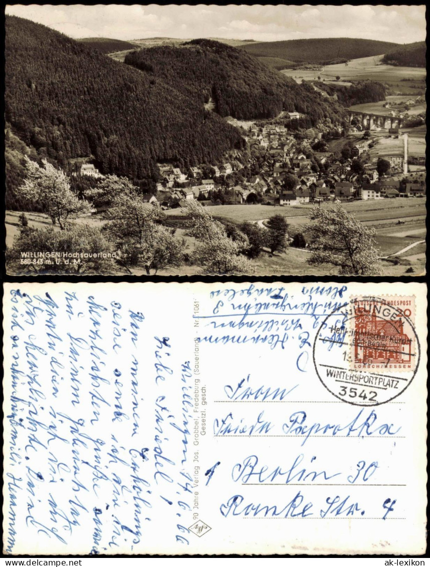 Ansichtskarte Willingen (Upland) Panorama-Ansicht; Ort Im Hochsauerland 1966 - Andere & Zonder Classificatie
