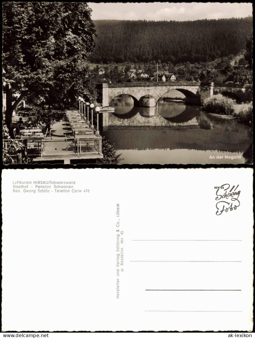 Ansichtskarte Hirsau-Calw Gasthof Pension Schwanen, Partie A.d. Nagold 1960 - Calw