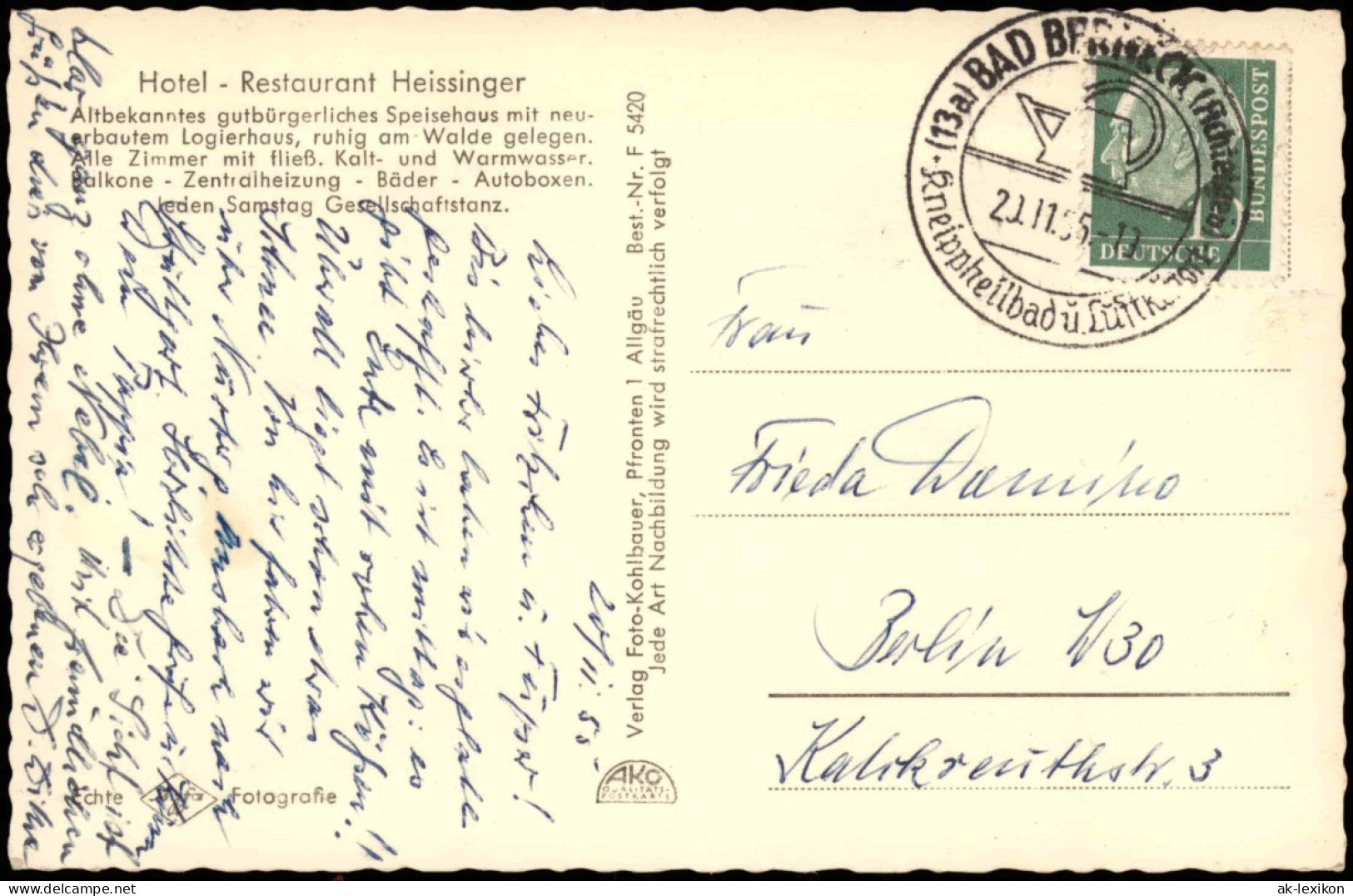 Bad Berneck  Fichtelgebirge Strassen Partie Am Hotel Restaurant Heissinger 1955 - Other & Unclassified