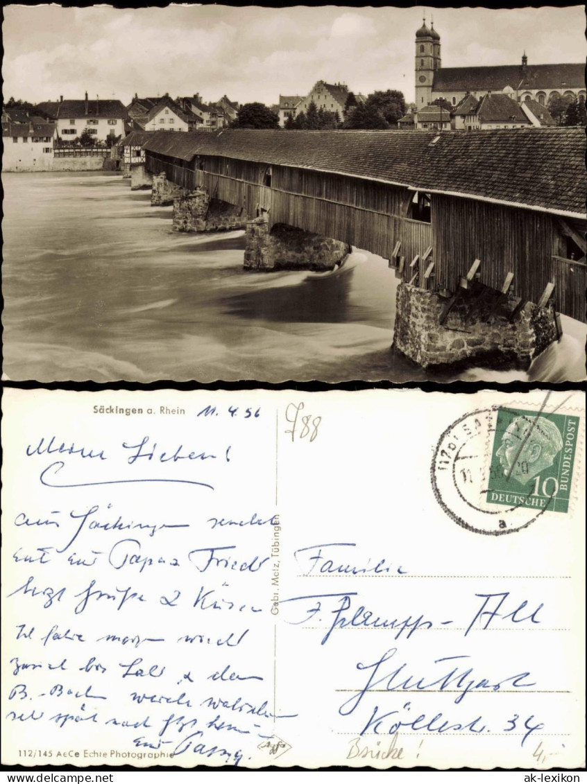 Ansichtskarte Bad Säckingen Brücke Zur Stadt 1955 - Bad Saeckingen