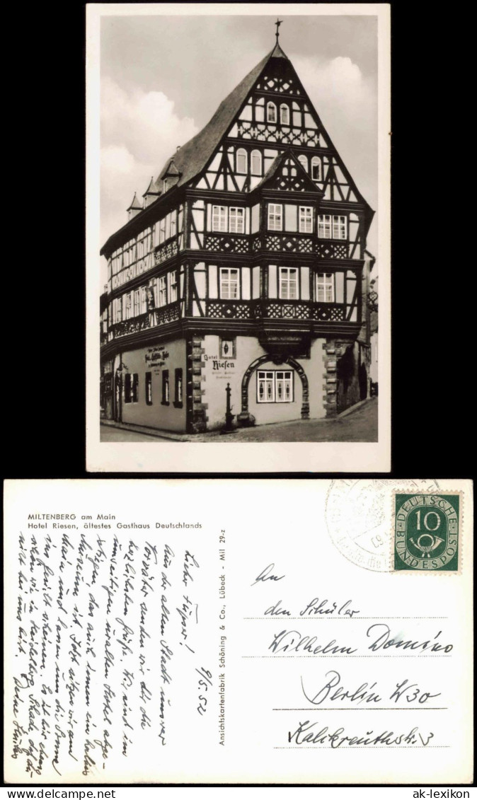 Miltenberg (Main) Hotel Riesen, ältestes Gasthaus Deutschlands 1952 - Miltenberg A. Main