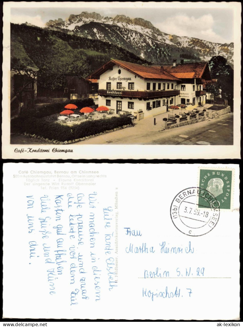 Ansichtskarte Bernau Am Chiemsee Café-Konditorei Chiemgau 1959 - Other & Unclassified