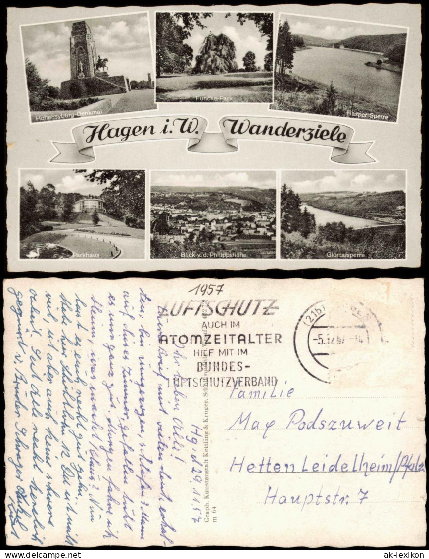Hagen (Westfalen) Stadtteilansichten, Umland Wanderziele (Mehrbildkarte) 1957 - Hagen