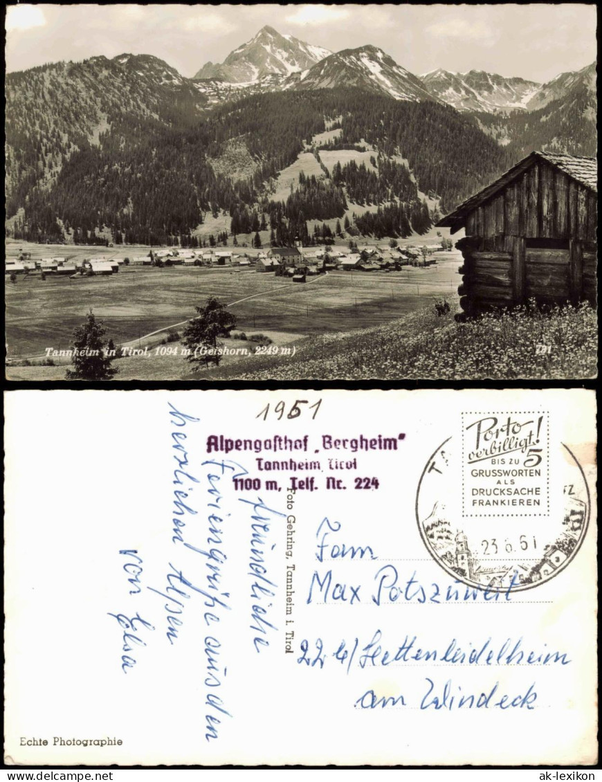 Ansichtskarte Tannheim Panorama-Ansicht Blick Zu Den Bergen 1961 - Other & Unclassified