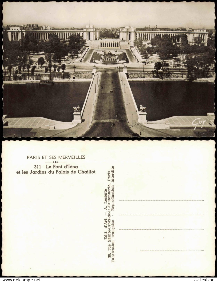 CPA Paris Pont D'Iéna Et Les Jardins Du Falais De Chaillot 1950 - Autres & Non Classés