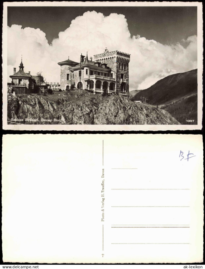 Ansichtskarte Davos Umland-Ansicht Mit Schloss Brüssel, Davos Dorf 1950 - Other & Unclassified