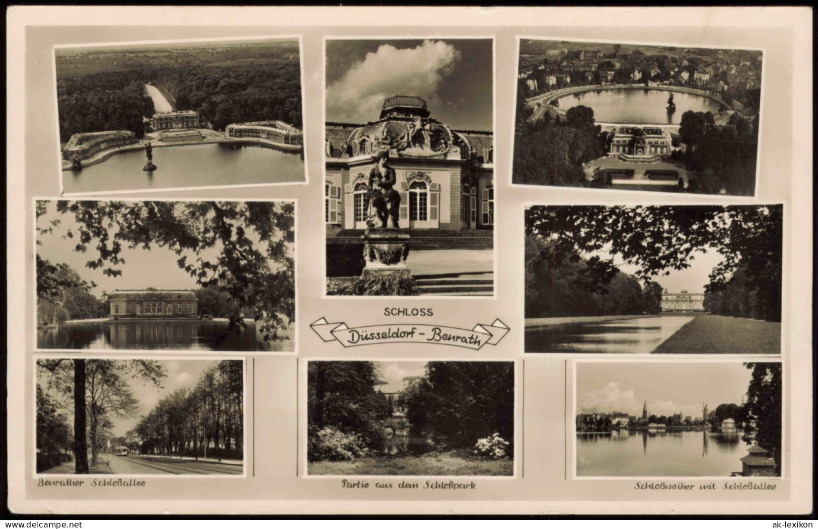 Ansichtskarte Benrath-Düsseldorf Schloss (Mehrbildkarte) Castle Views 1953 - Duesseldorf