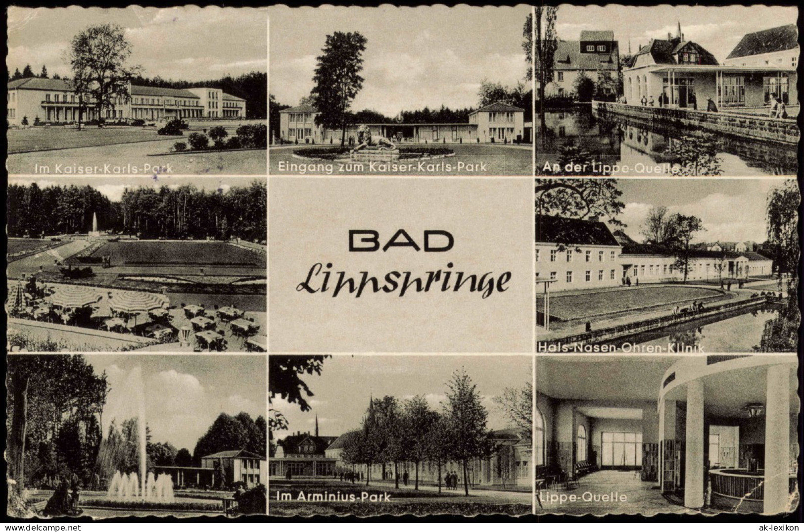 Bad Lippspringe Mehrbildkarte Mit Kaiser-Kals-Park Und Ortsansichten 1959 - Bad Lippspringe