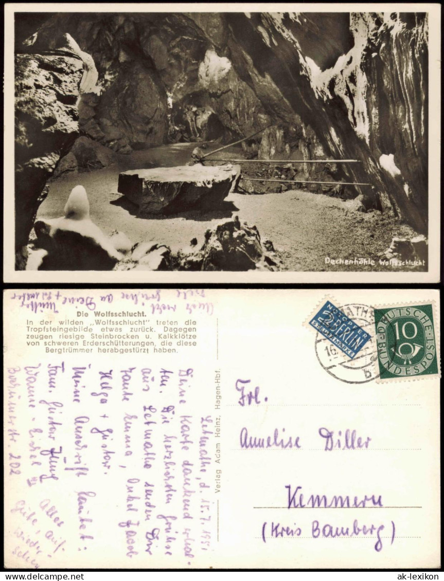 Ansichtskarte  Höhle Grotte Die Wolfsschlucht Tropfsteingebilde 1951 - Unclassified