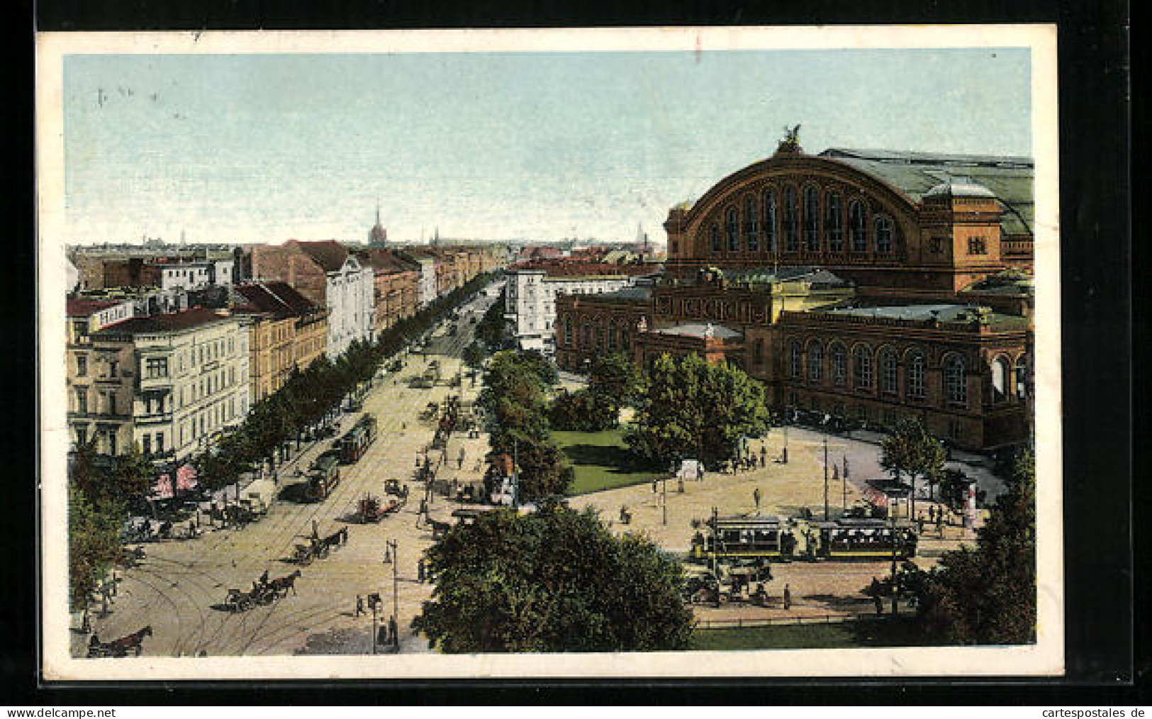 AK Berlin, Königgrätzerstrasse Und Anhalter Bahnhof, Strassenbahnen  - Kreuzberg