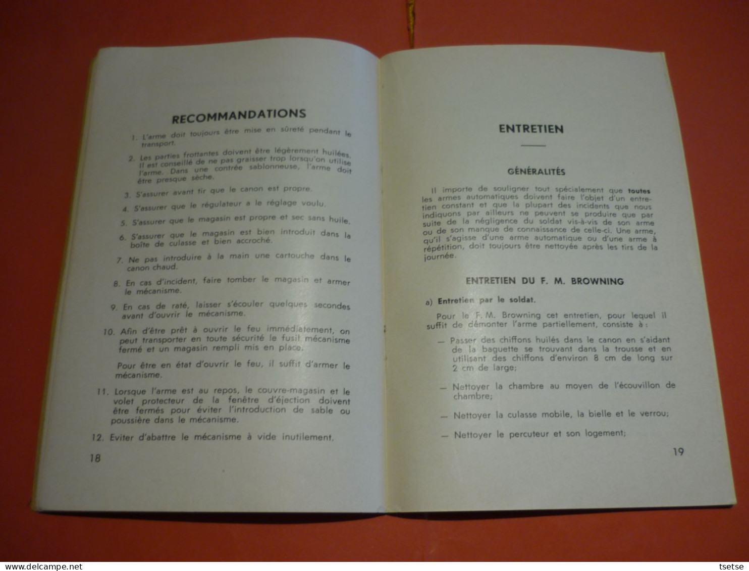 Fusil Mitrailleur Browning / F.N. -Type D - Maniement Et Entretien - Armes Neutralisées