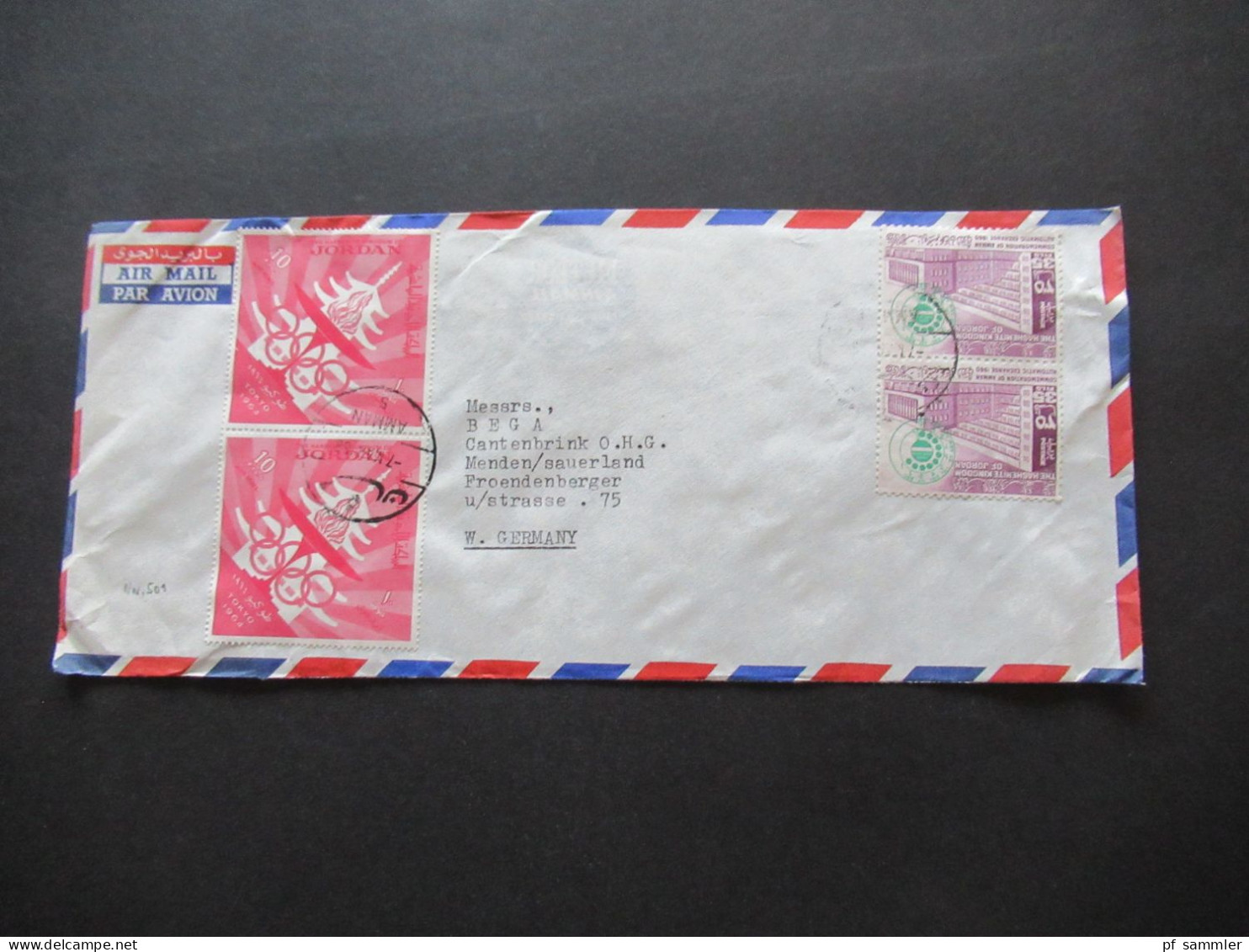 Asien Jordanien Air Mail Luftpost Jordan Tokyo 1964 Firmenumschlag T.E.C. Transjordan Engineering Co. Amman Jordan - Jordanië