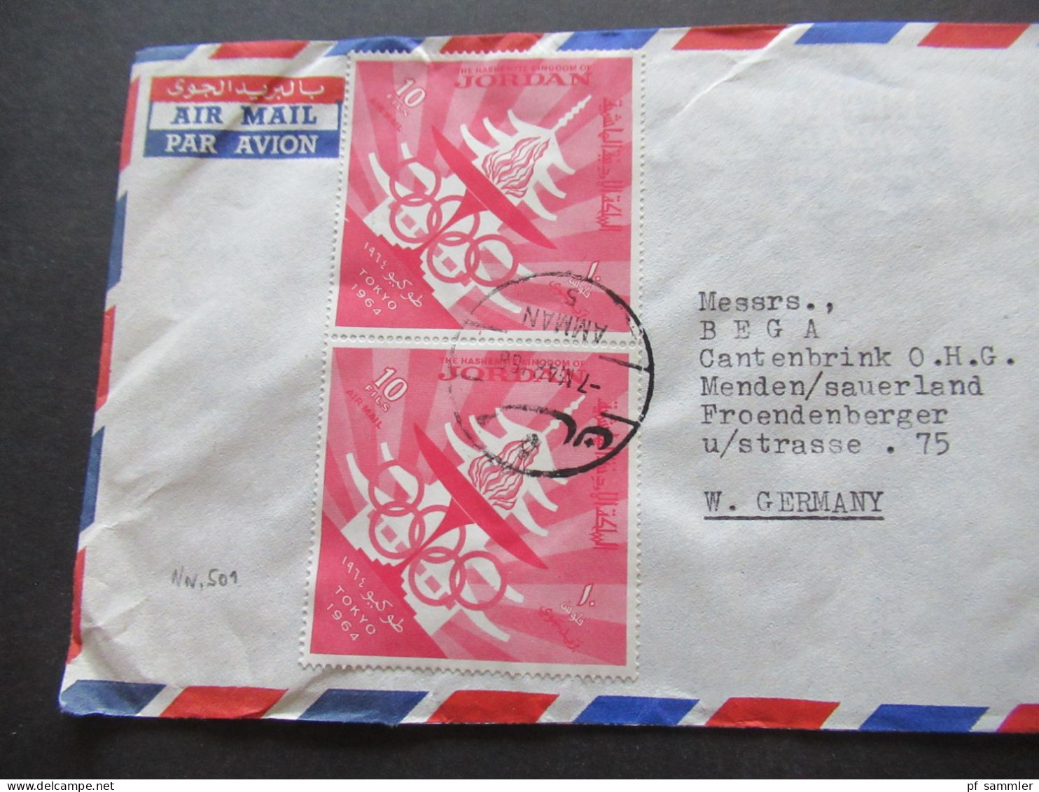 Asien Jordanien Air Mail Luftpost Jordan Tokyo 1964 Firmenumschlag T.E.C. Transjordan Engineering Co. Amman Jordan - Jordan