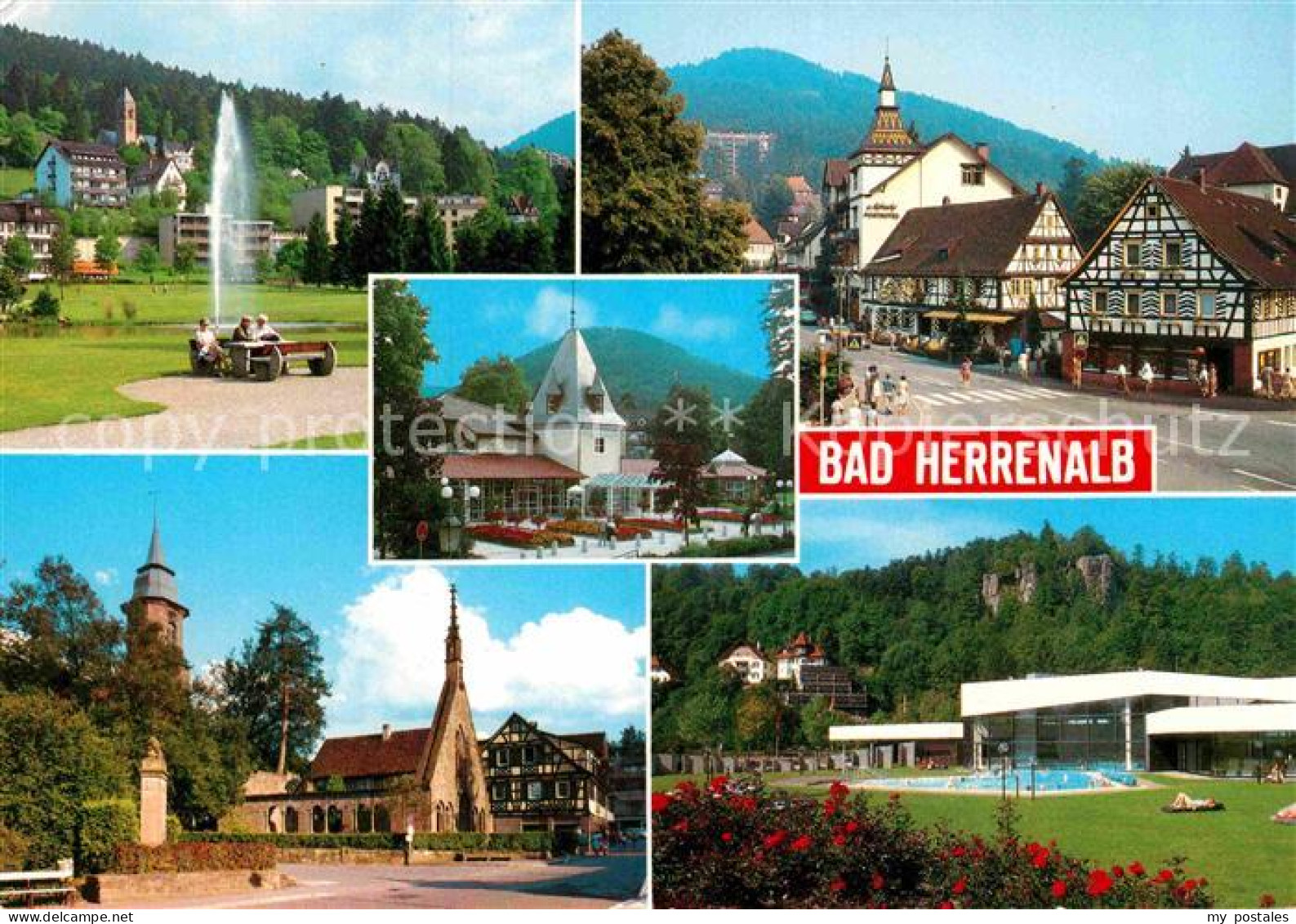 72857498 Bad Herrenalb Park Strassenpartie Kirche Thermalbad Bad Herrenalb - Bad Herrenalb