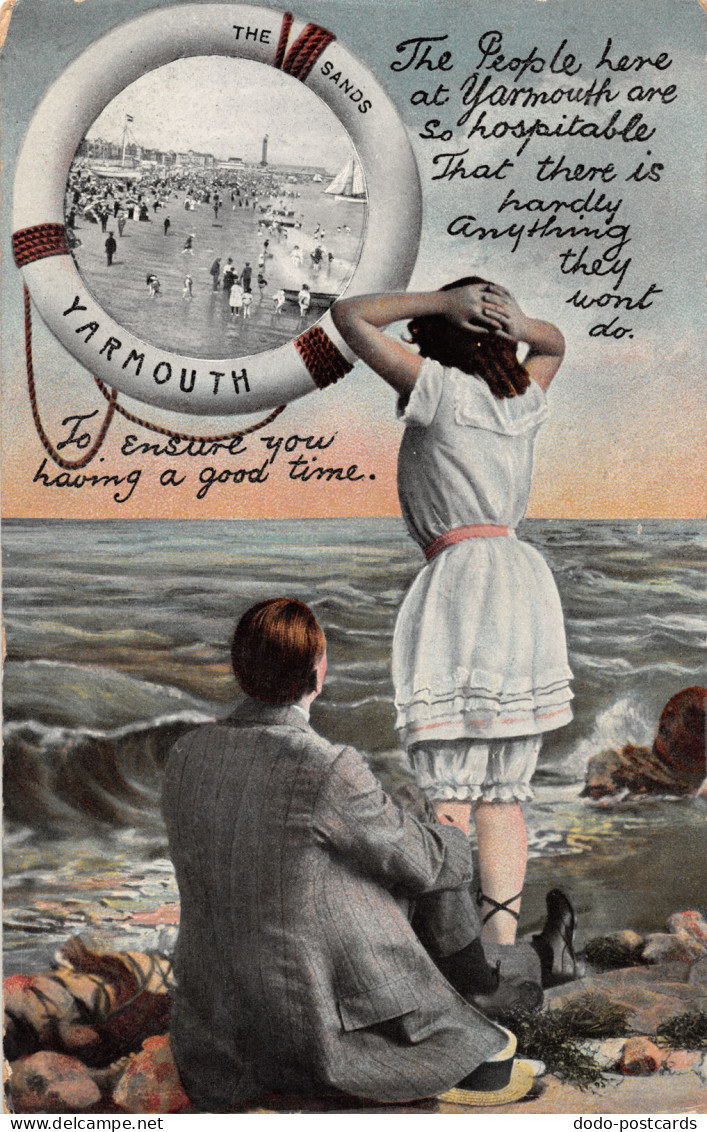 R328878 The Sands. Yarmouth. Birn Brothers London. Life Buoy Series. 1908 - Sonstige & Ohne Zuordnung