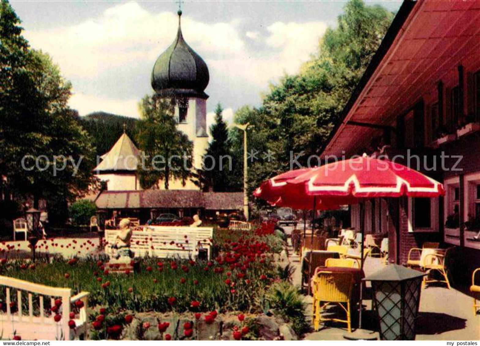 72857067 Hinterzarten Hotel Adler Restaurant Terrasse Kirche Luftkurort Schwarzw - Hinterzarten