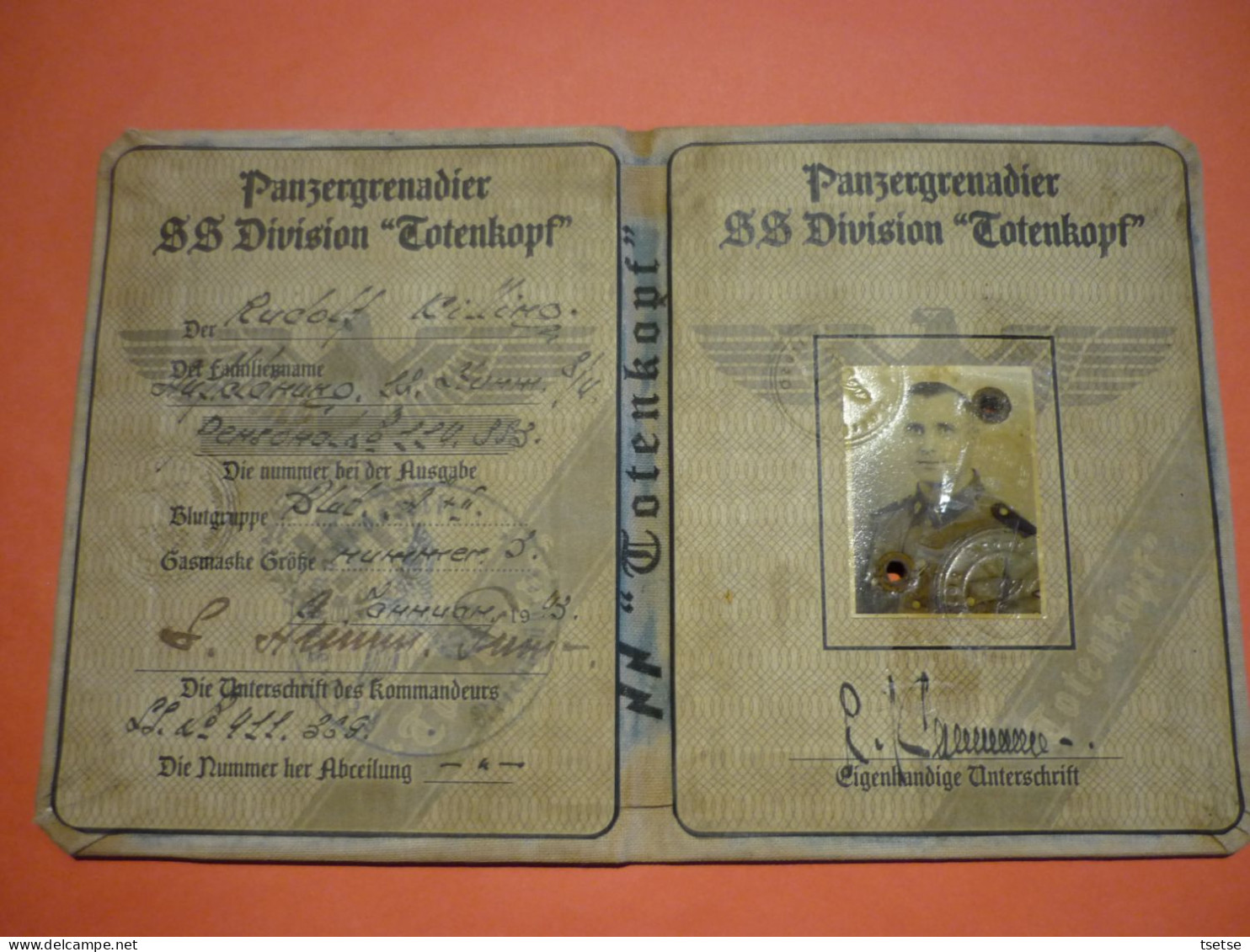 WW2 - Passeport Militaire Allemand / Panzergrenadier - SS Division " Totenkopf " - Rudolf Cillimo ???- 1943 - War 1939-45