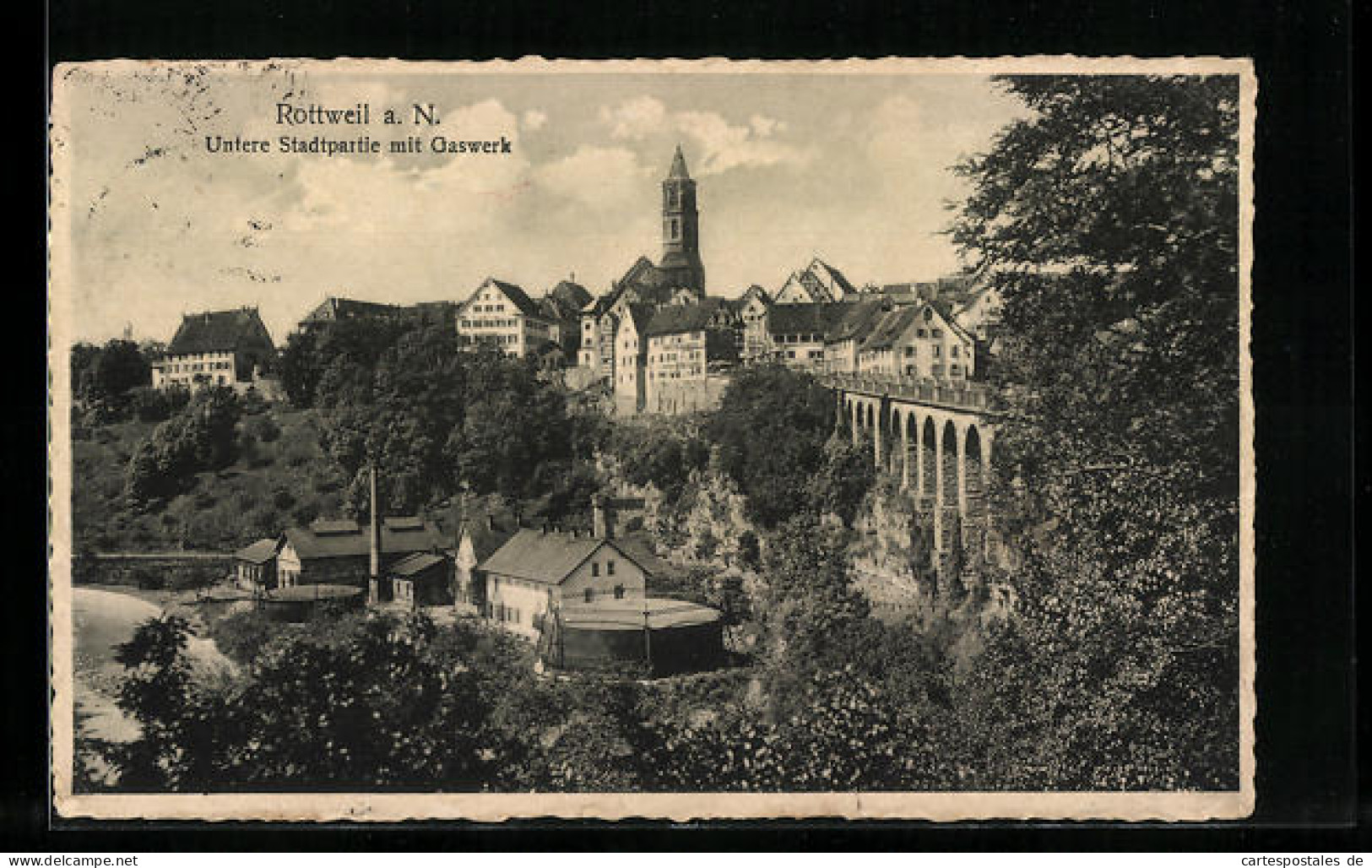 AK Rottweil A. N., Untere Stadtpartie Mit Gaswerk  - Rottweil