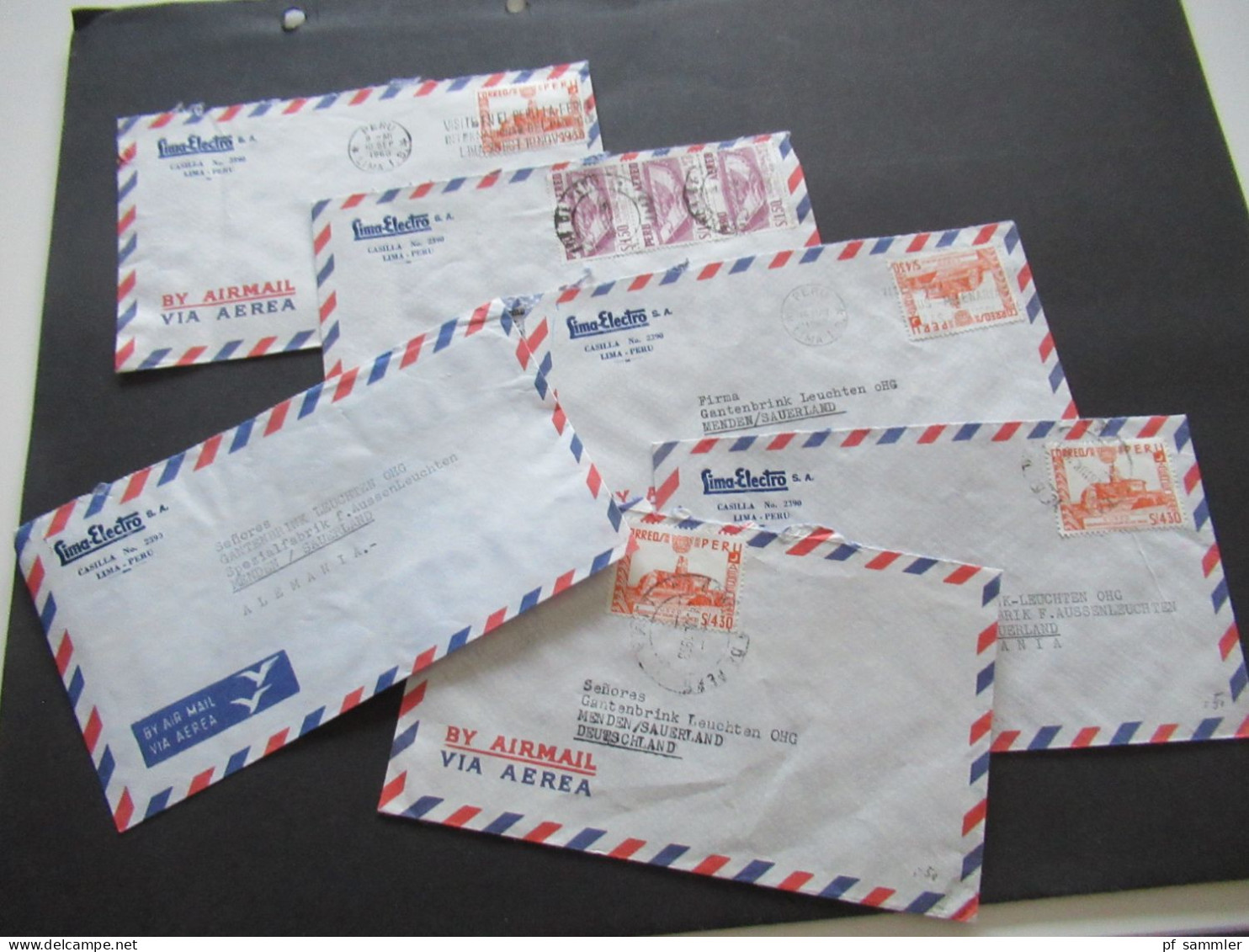 Südamerika Peru By Air Mail Luftpost 1963 Firmenumschlag Lima Electro S.A. Lima Peru 6x Auslandsbrief Nach Menden - Peru