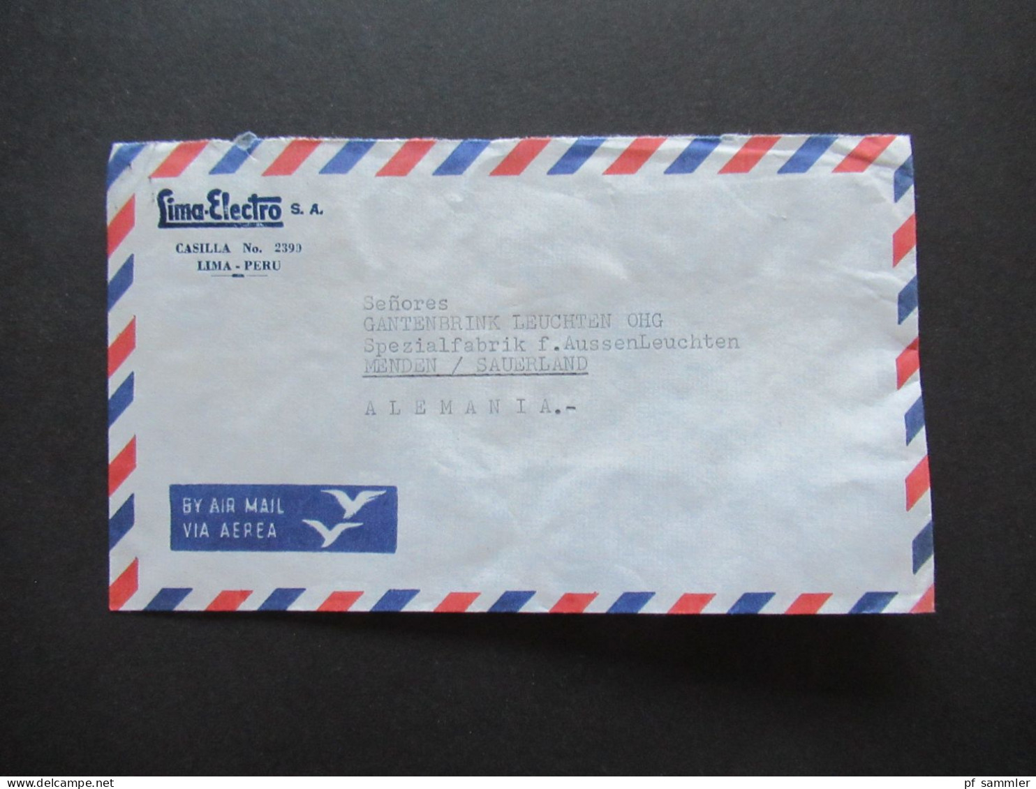 Südamerika Peru By Air Mail Luftpost 1963 Firmenumschlag Lima Electro S.A. Lima Peru 6x Auslandsbrief Nach Menden - Pérou