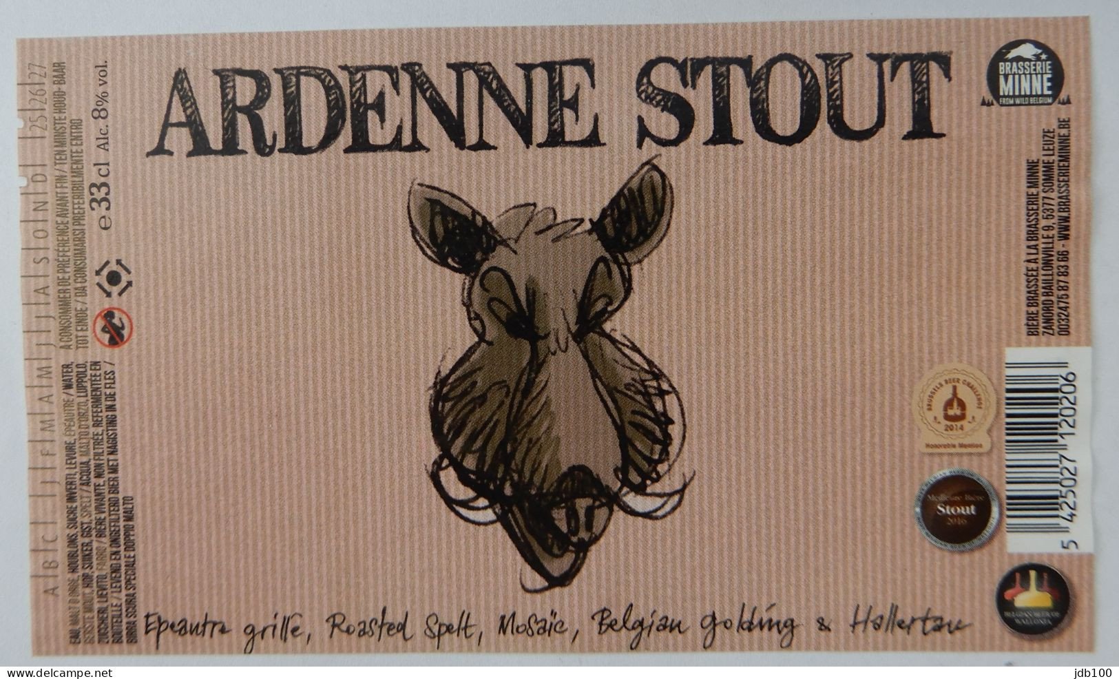 Bier Etiket (7v2), étiquette De Bière, Beer Label, Ardenne Stout Brouwerij Minne - Bier