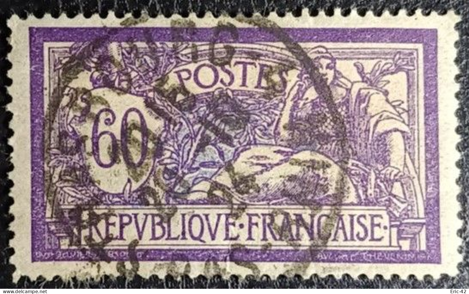 N°144 MERSON 60c Violet Et Bleu. Cachet Du 20 Octobre 1924 à Strasbourg - 1900-27 Merson