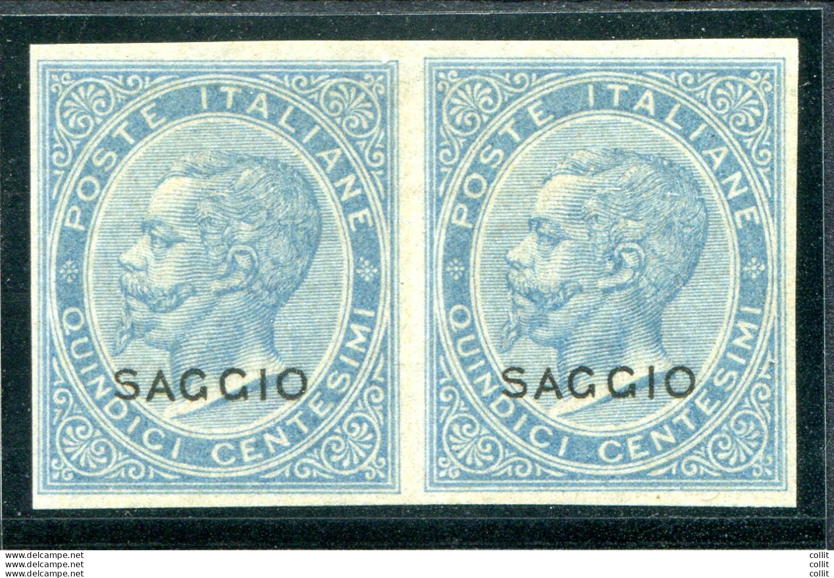 Vitt. Emanuele II° Cent. 15  Coppia Saggio Non Dentellata - Mint/hinged