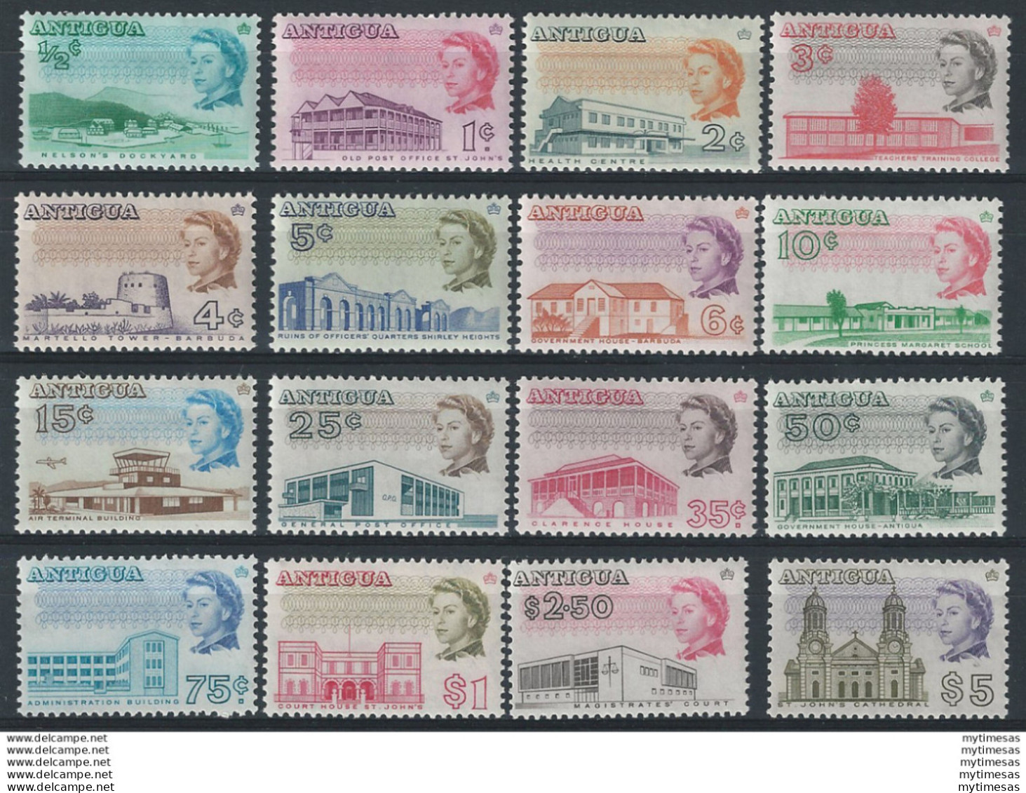 1966-70 Antigua Edifici 16v. MNH SG N.180/95 - Sonstige & Ohne Zuordnung