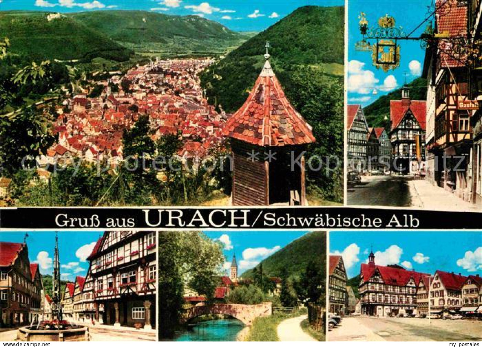 72856034 Bad Urach Kurort Schwaebische Alb Ortsmotive Altstadt Fachwerkhaeuser B - Bad Urach